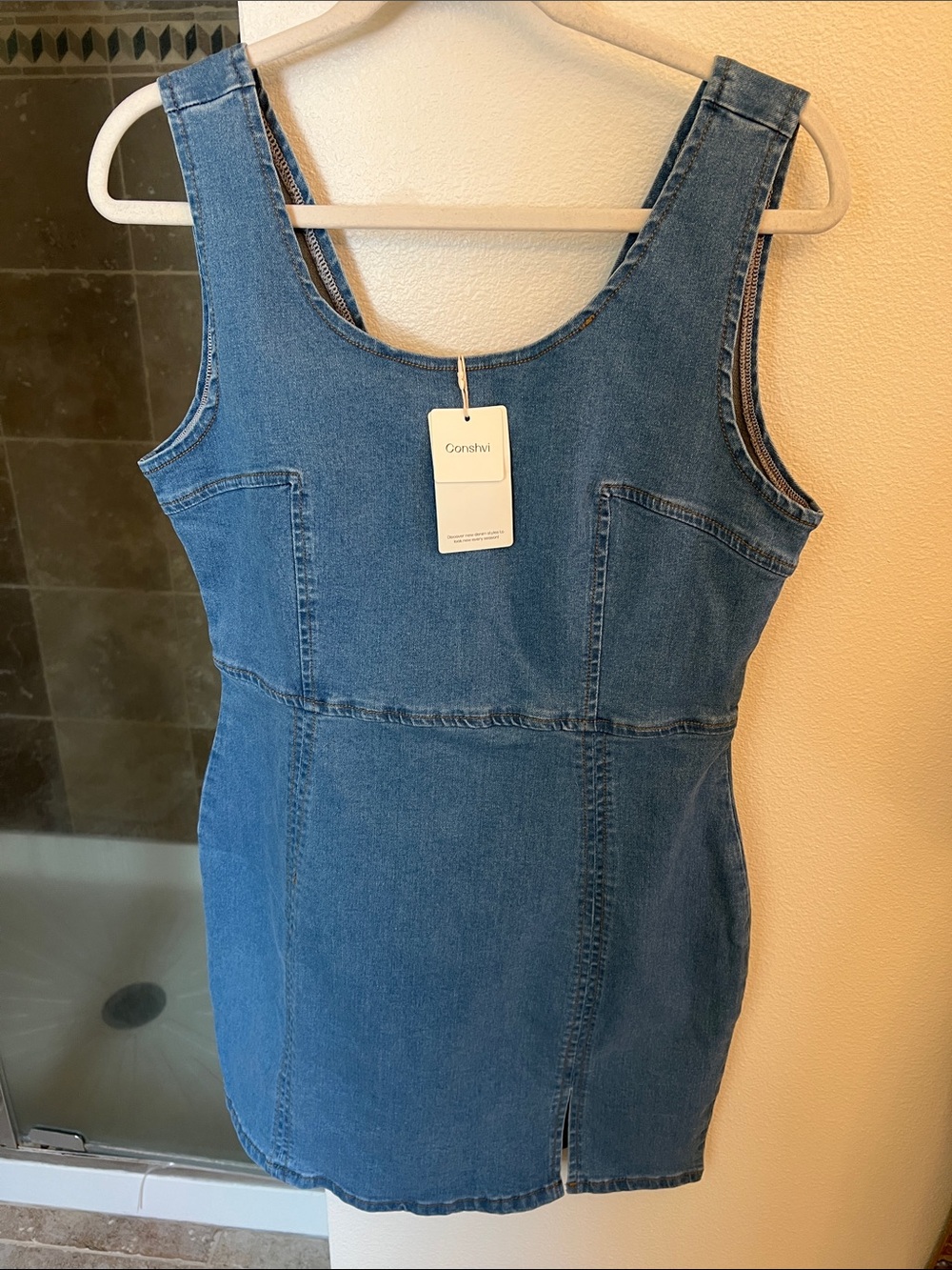 Denim Tank Dress with Scoop Neck
